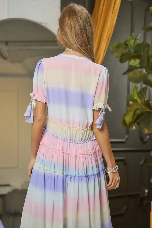 Striped Puff Sleeve Maxi Dress *Online Only*