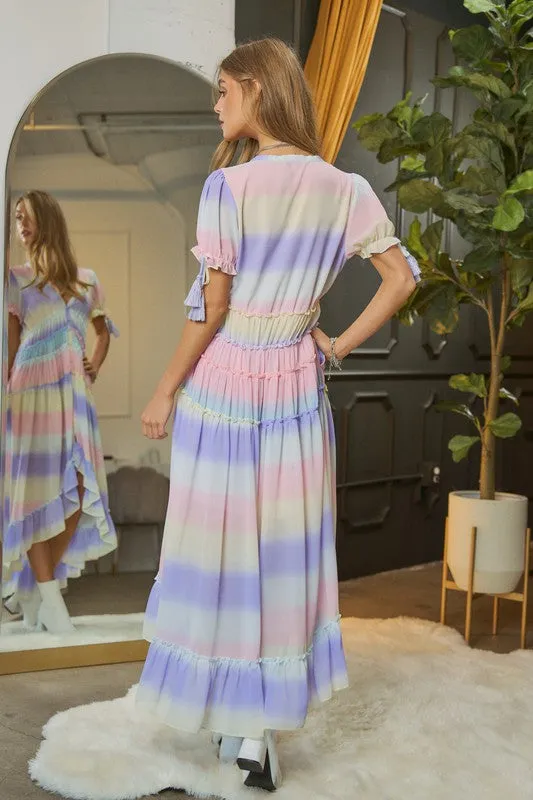 Striped Puff Sleeve Maxi Dress *Online Only*