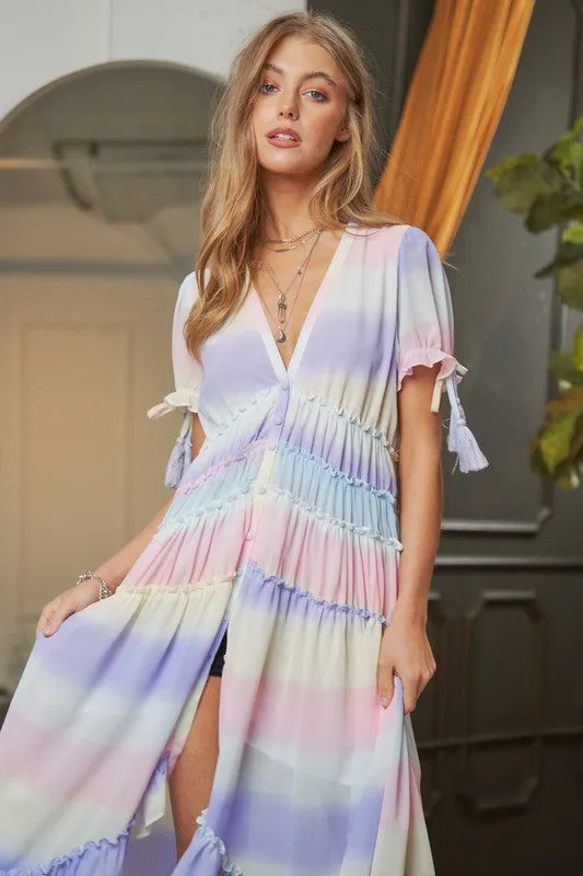 Striped Puff Sleeve Maxi Dress *Online Only*