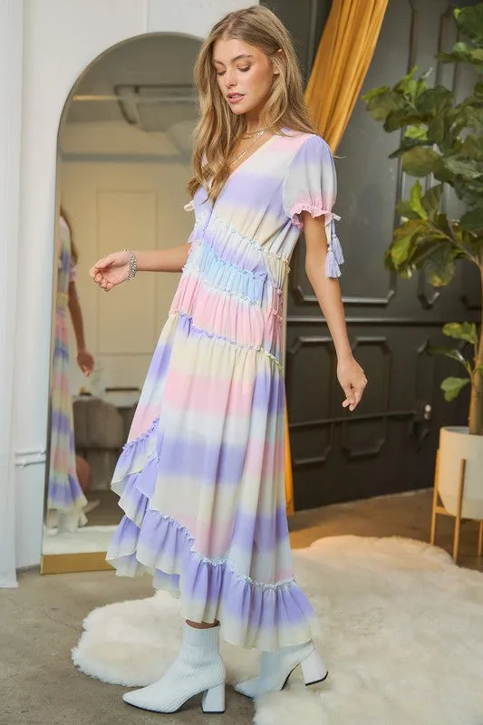 Striped Puff Sleeve Maxi Dress *Online Only*