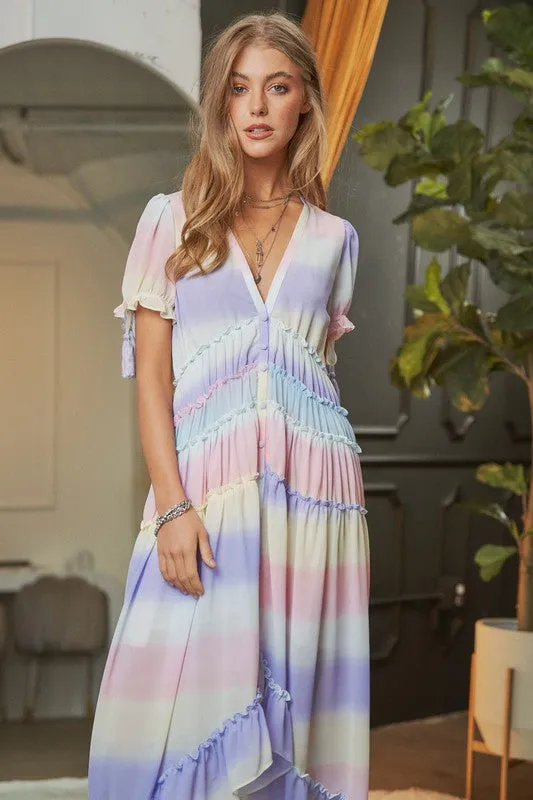 Striped Puff Sleeve Maxi Dress *Online Only*