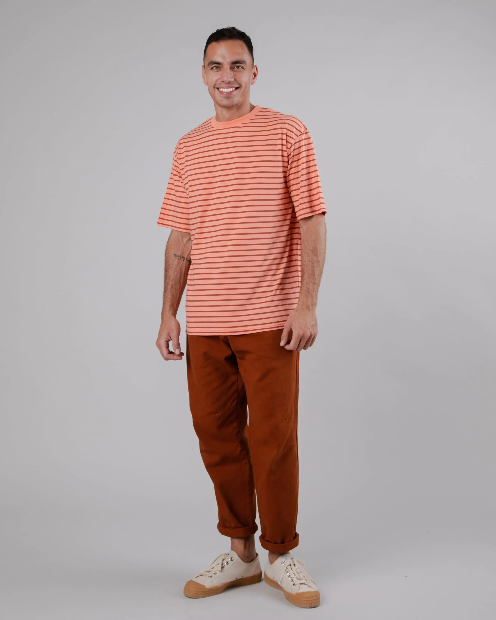 Stripes Oversize T-shirt Coral