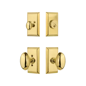 Studio Entry Set with Homestead Knob in Polished Brass