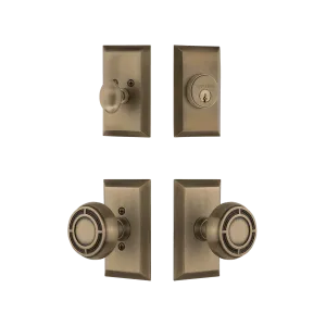 Studio Entry Set with Mission Knob in Antique Brass