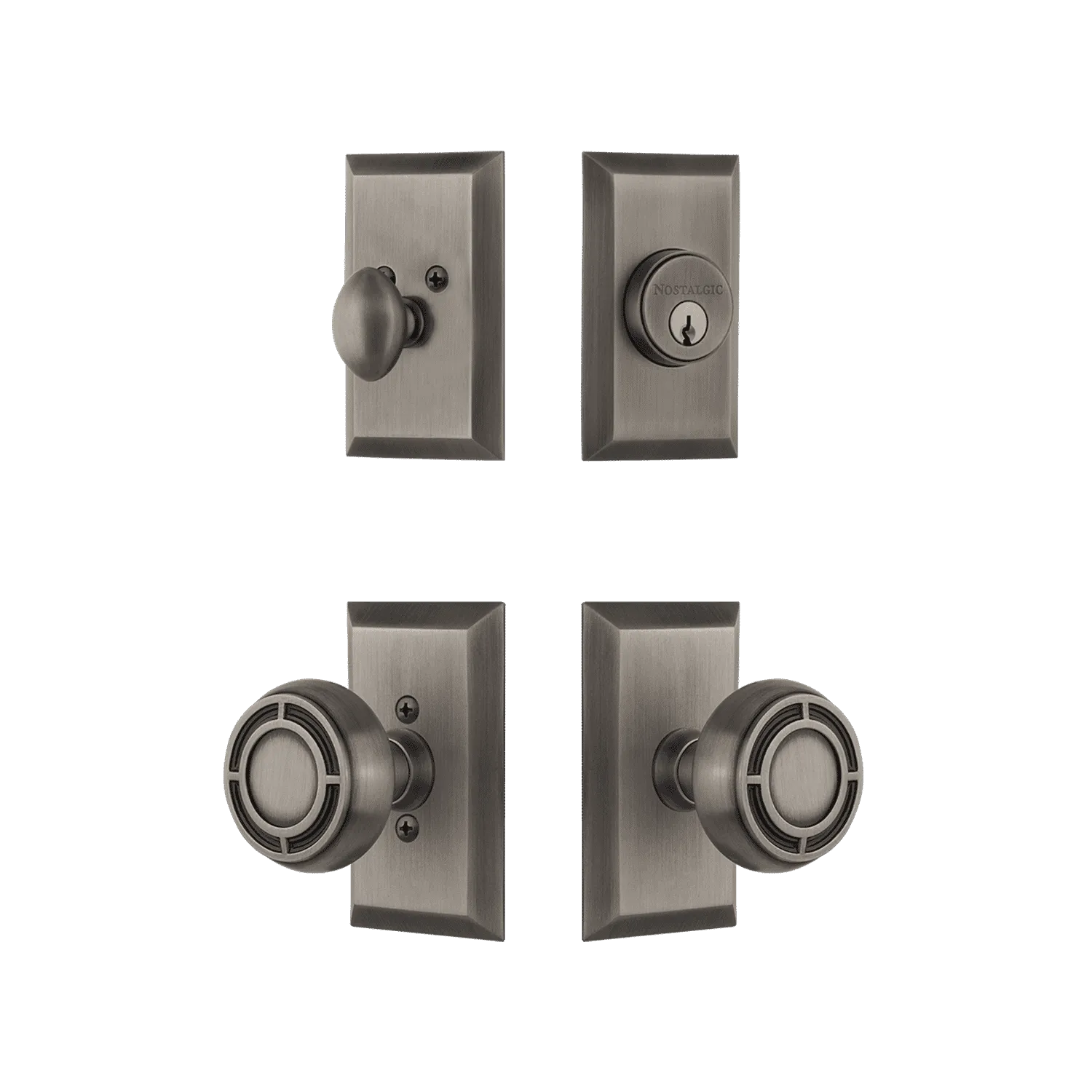 Studio Entry Set with Mission Knob in Antique Pewter