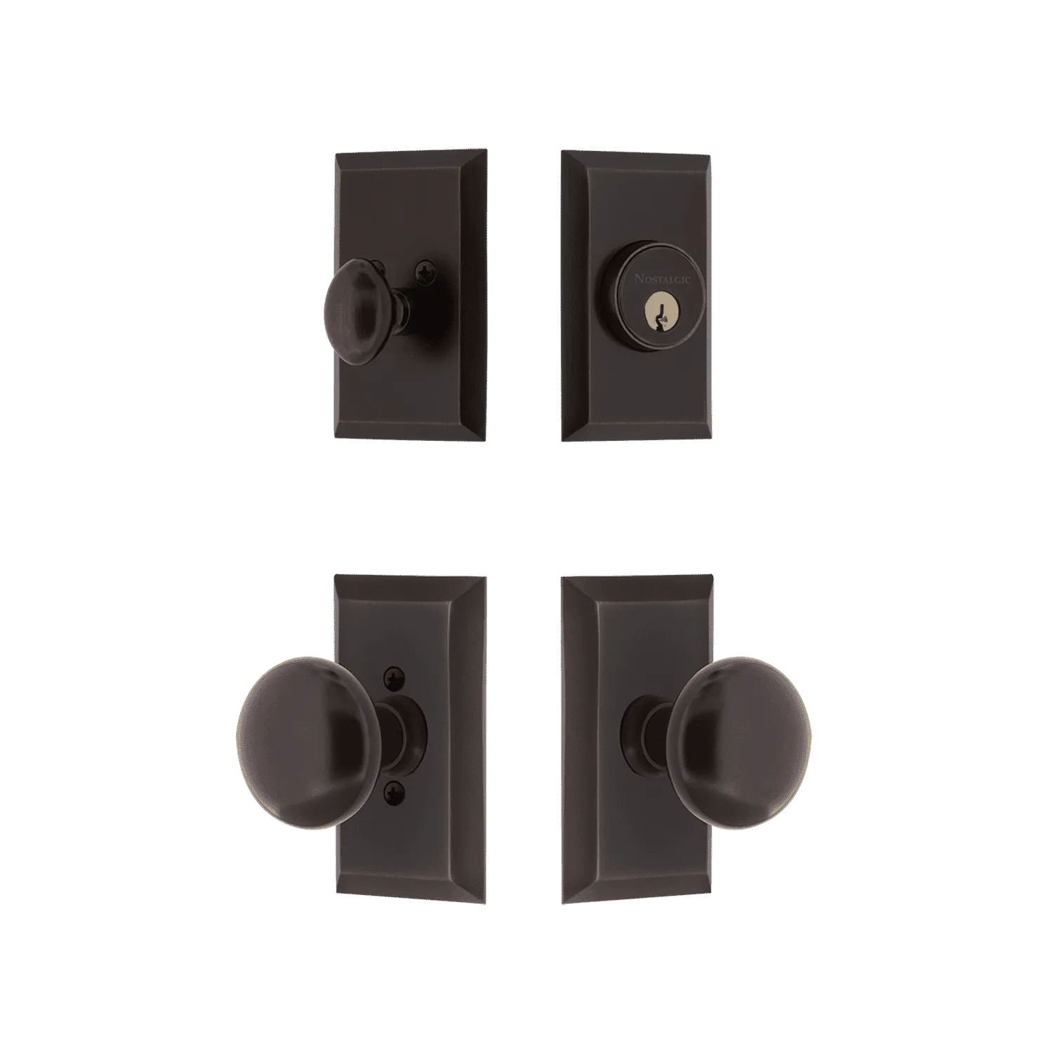 Studio Entry Set with New York Knob in Timeless Bronze