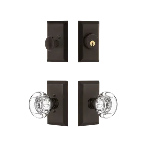 Studio Entry Set with Round Clear Crystal Knob in Oil-Rubbed Bronze