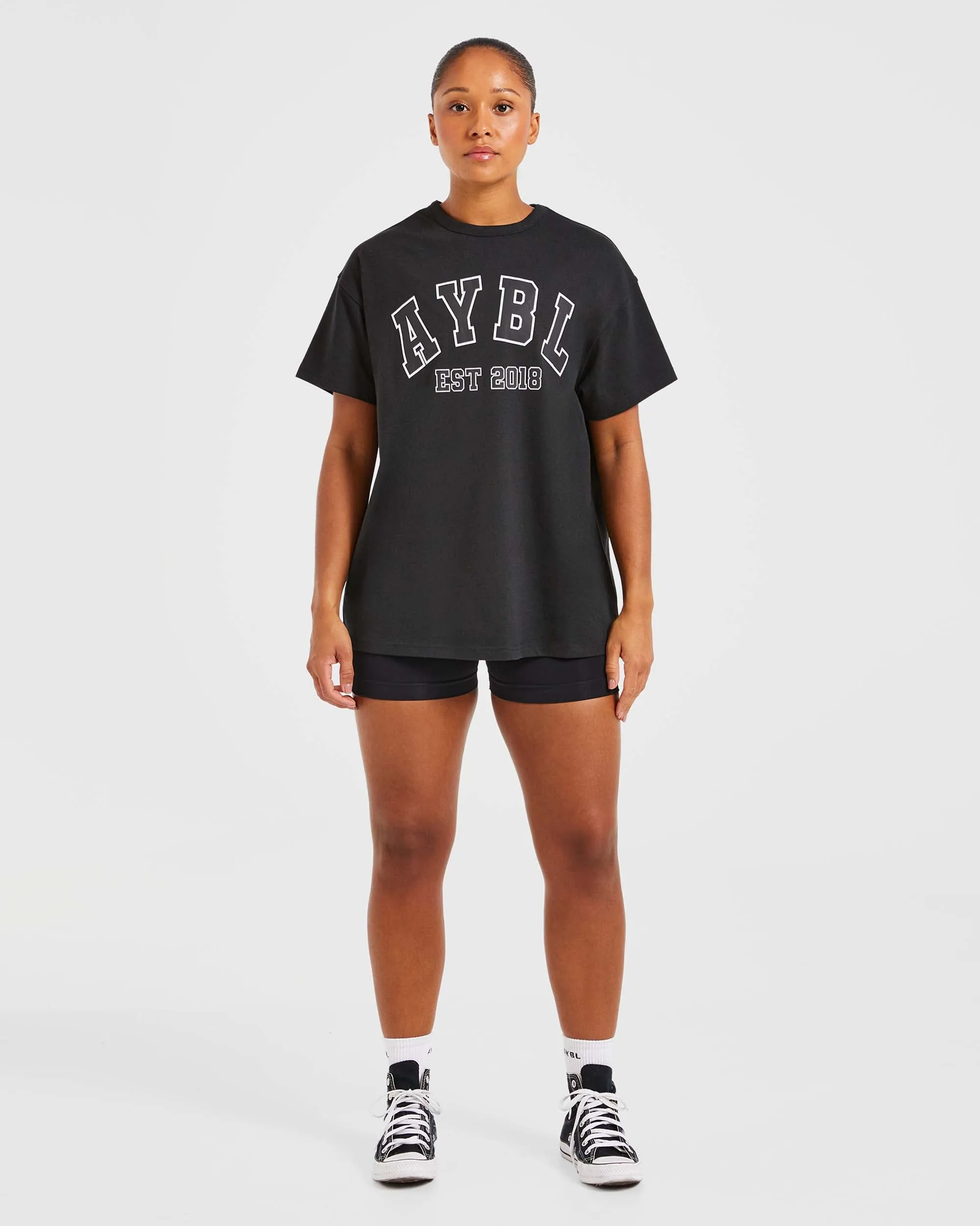 Varsity Oversized T Shirt - Black