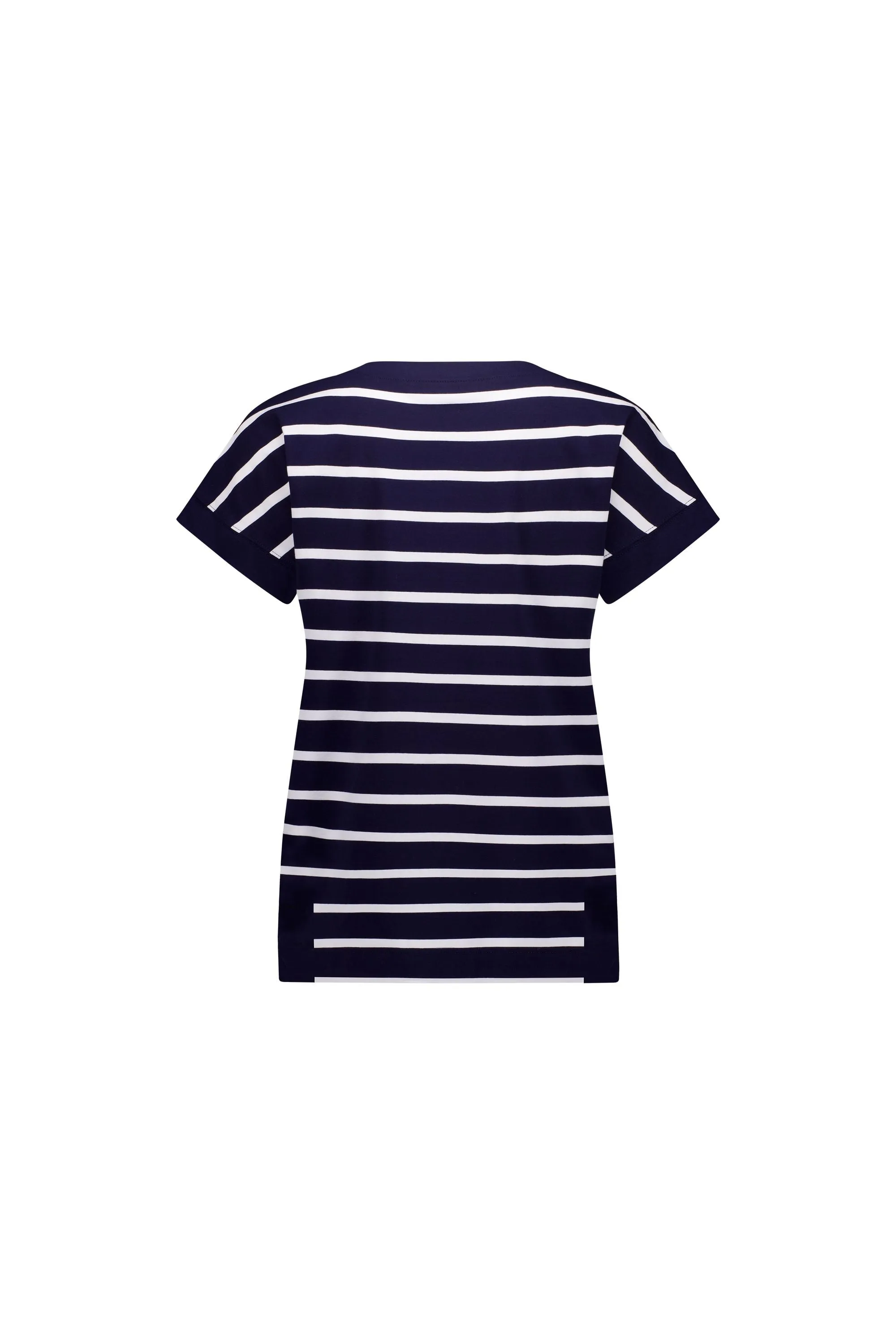 Vassalli - Drop Sleeve Crew Neck Top-Ink/White Stripe