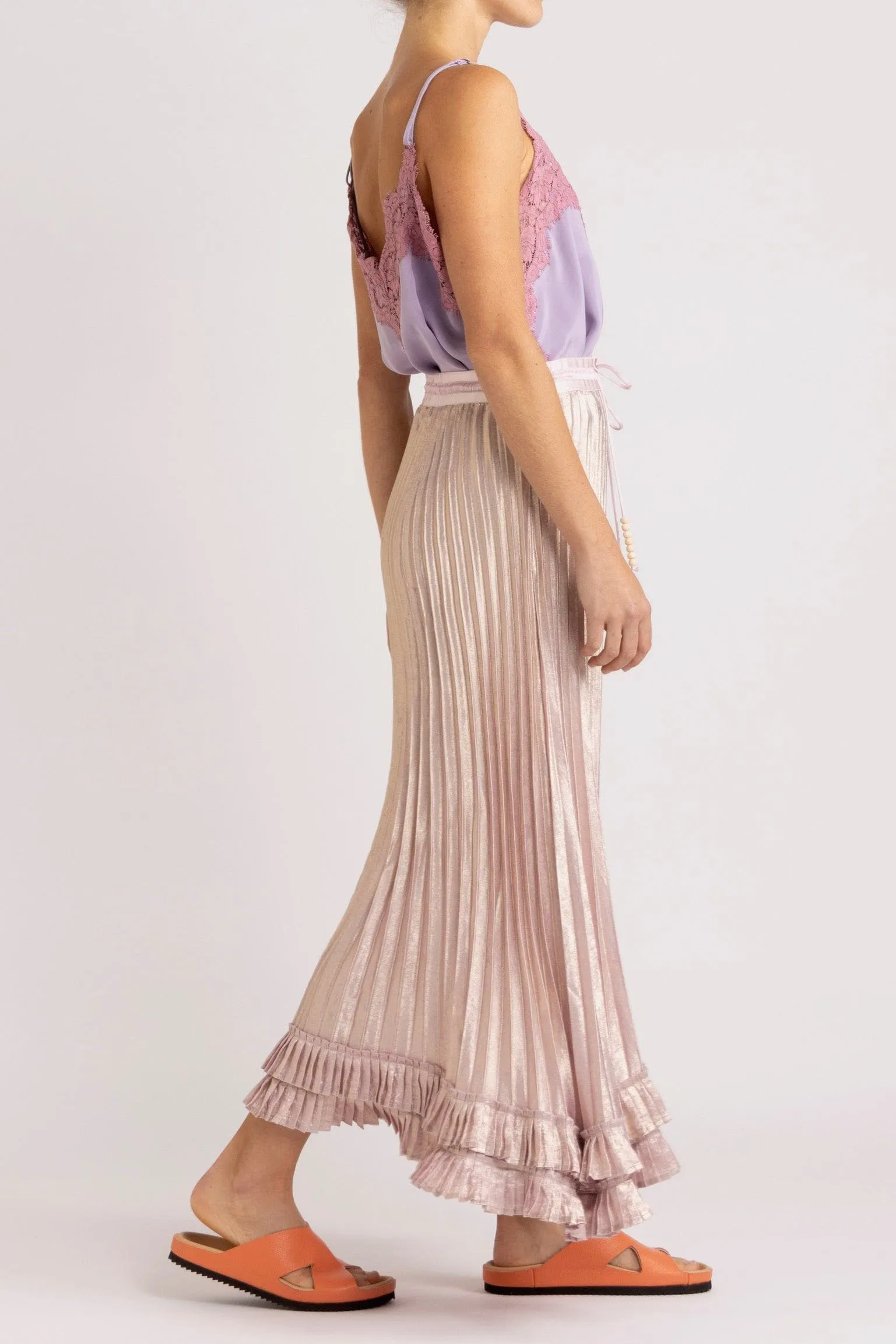 Wanda Pleated LaméSkirt