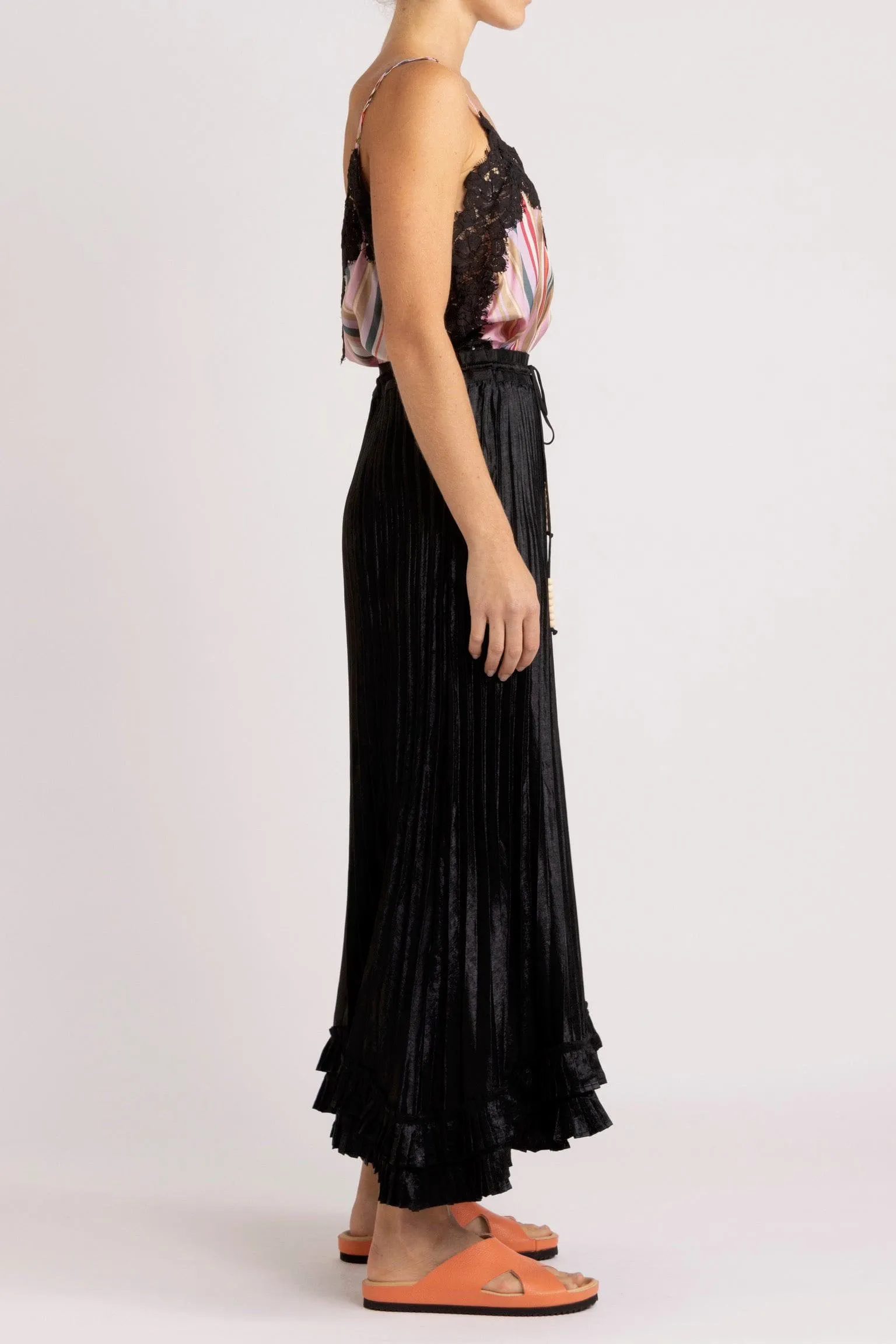 Wanda Pleated LaméSkirt