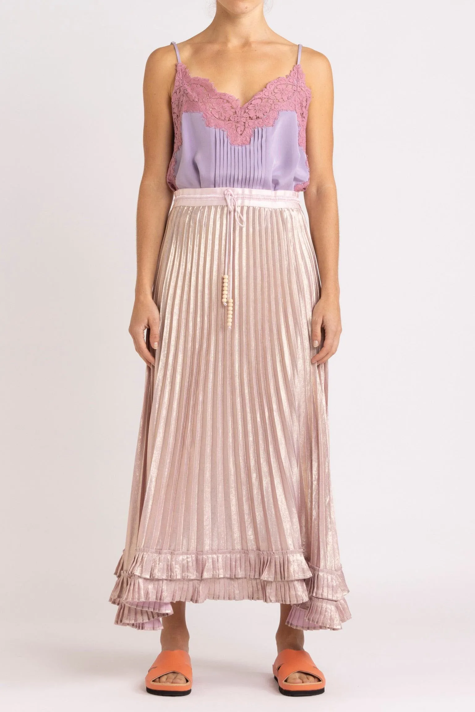 Wanda Pleated LaméSkirt