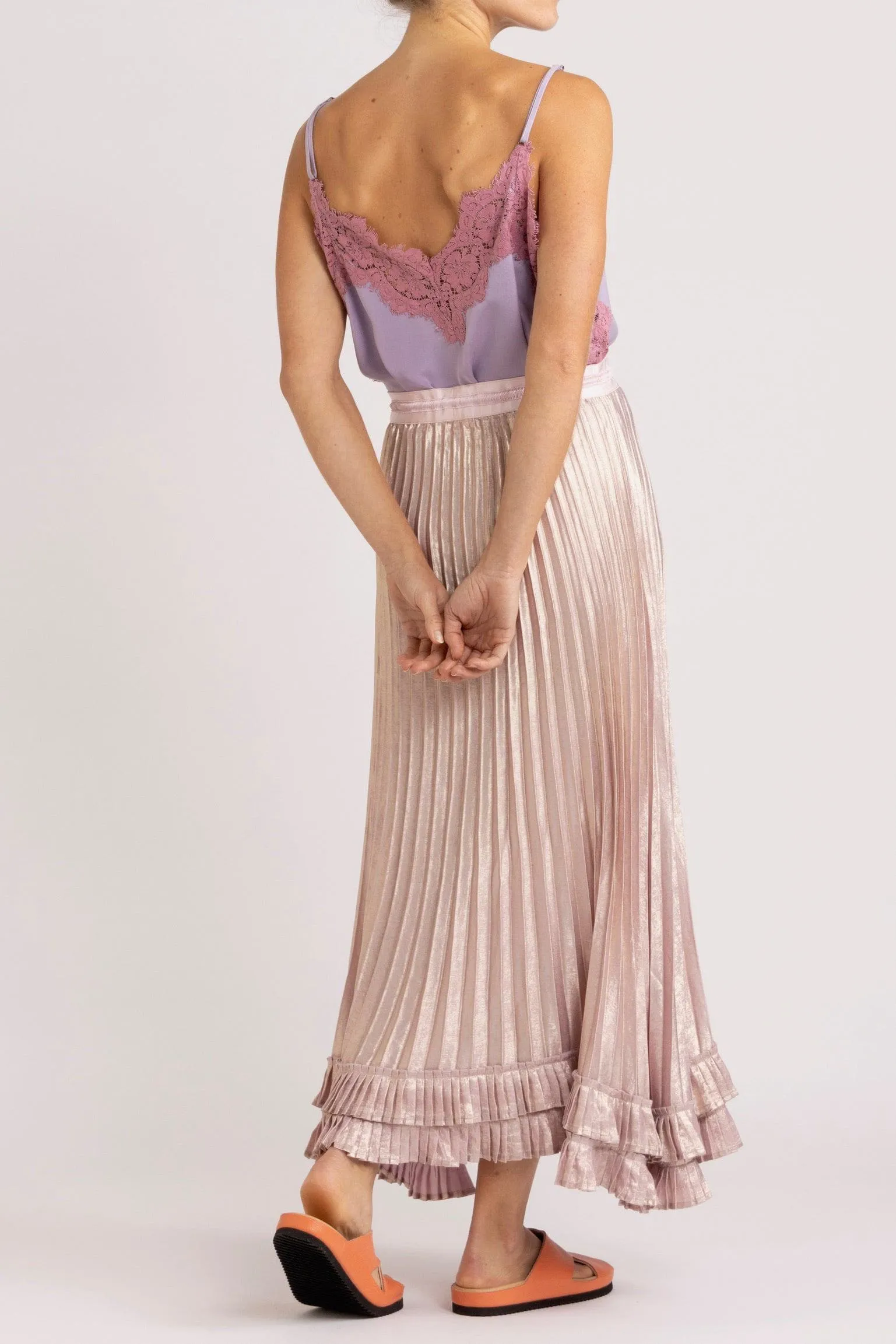 Wanda Pleated LaméSkirt