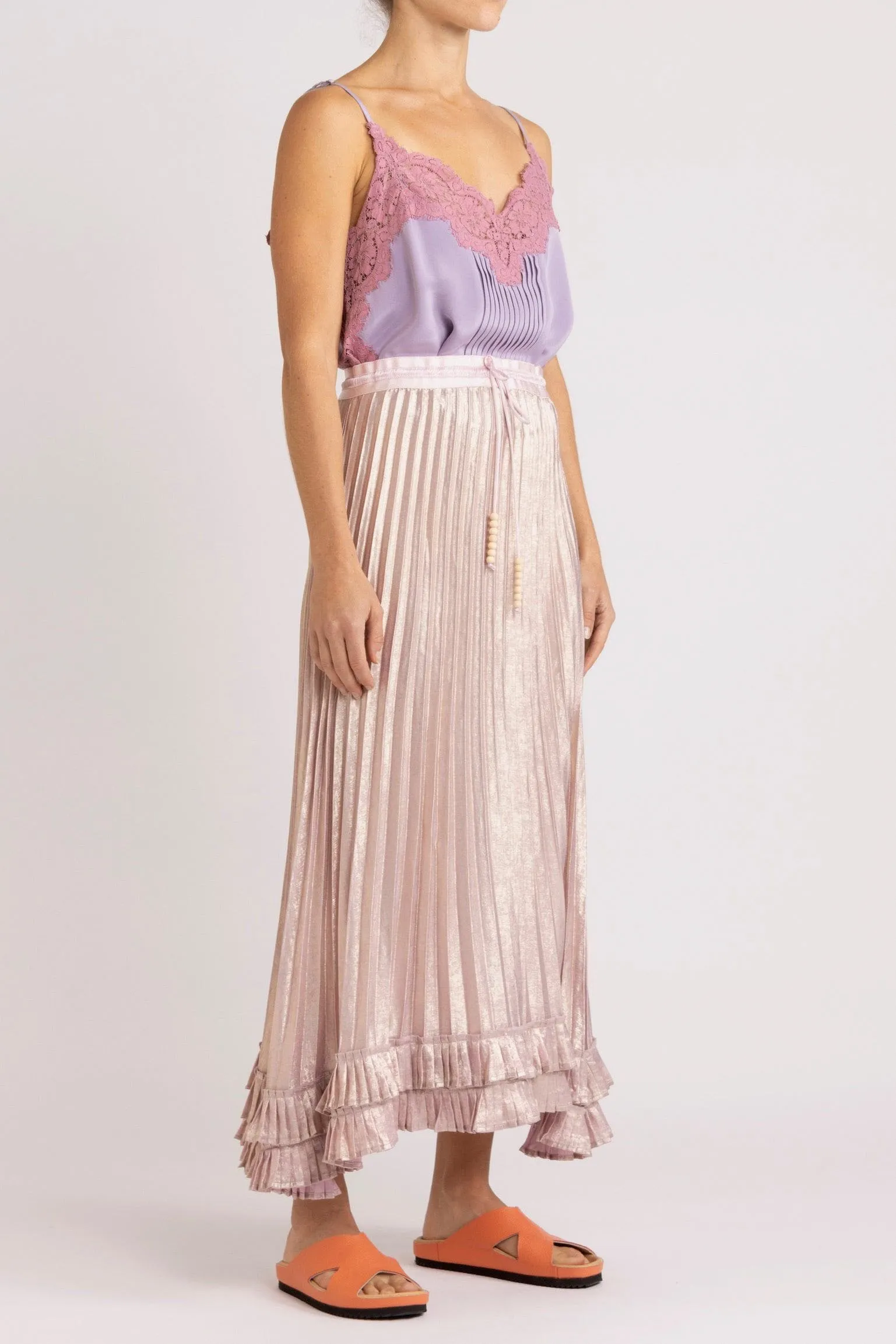 Wanda Pleated LaméSkirt