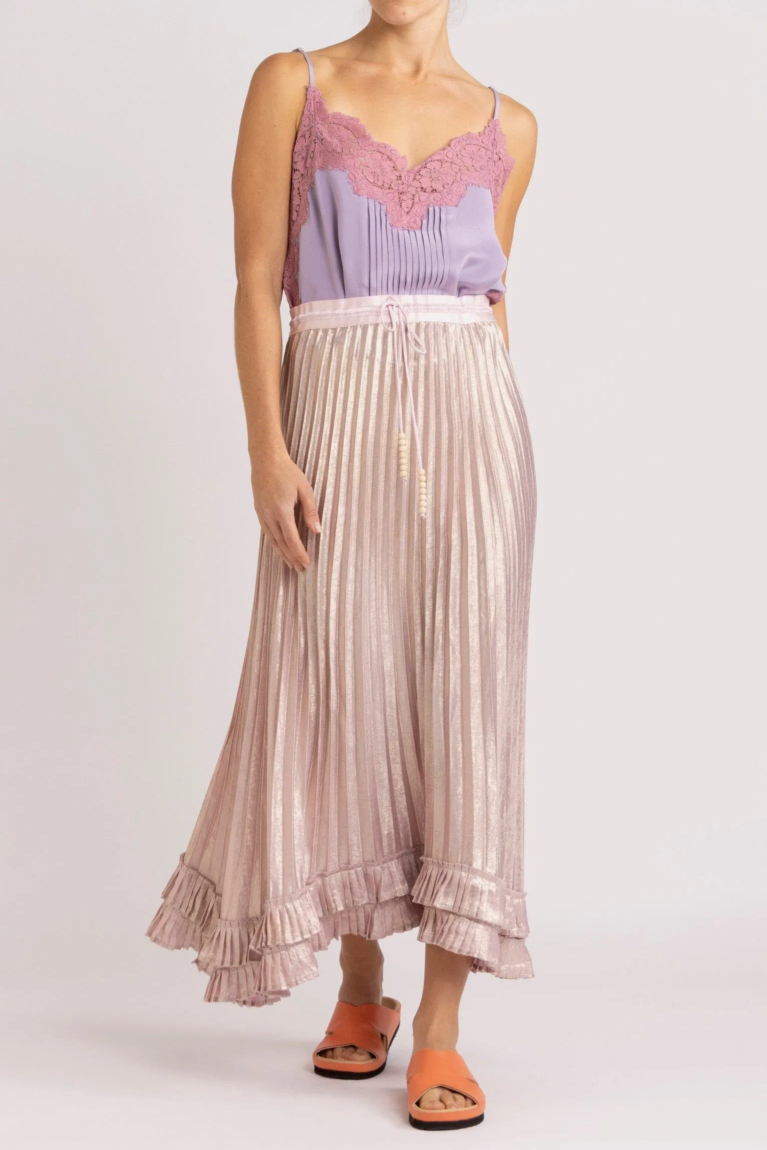 Wanda Pleated LaméSkirt