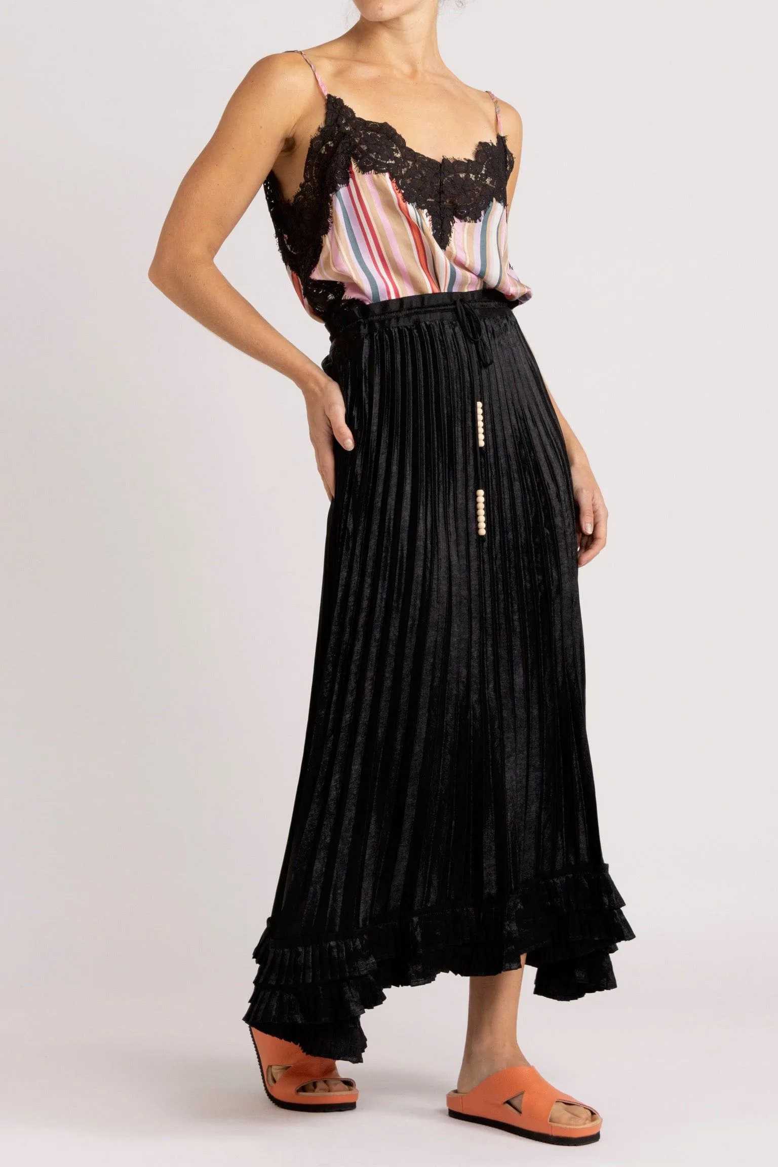 Wanda Pleated LaméSkirt