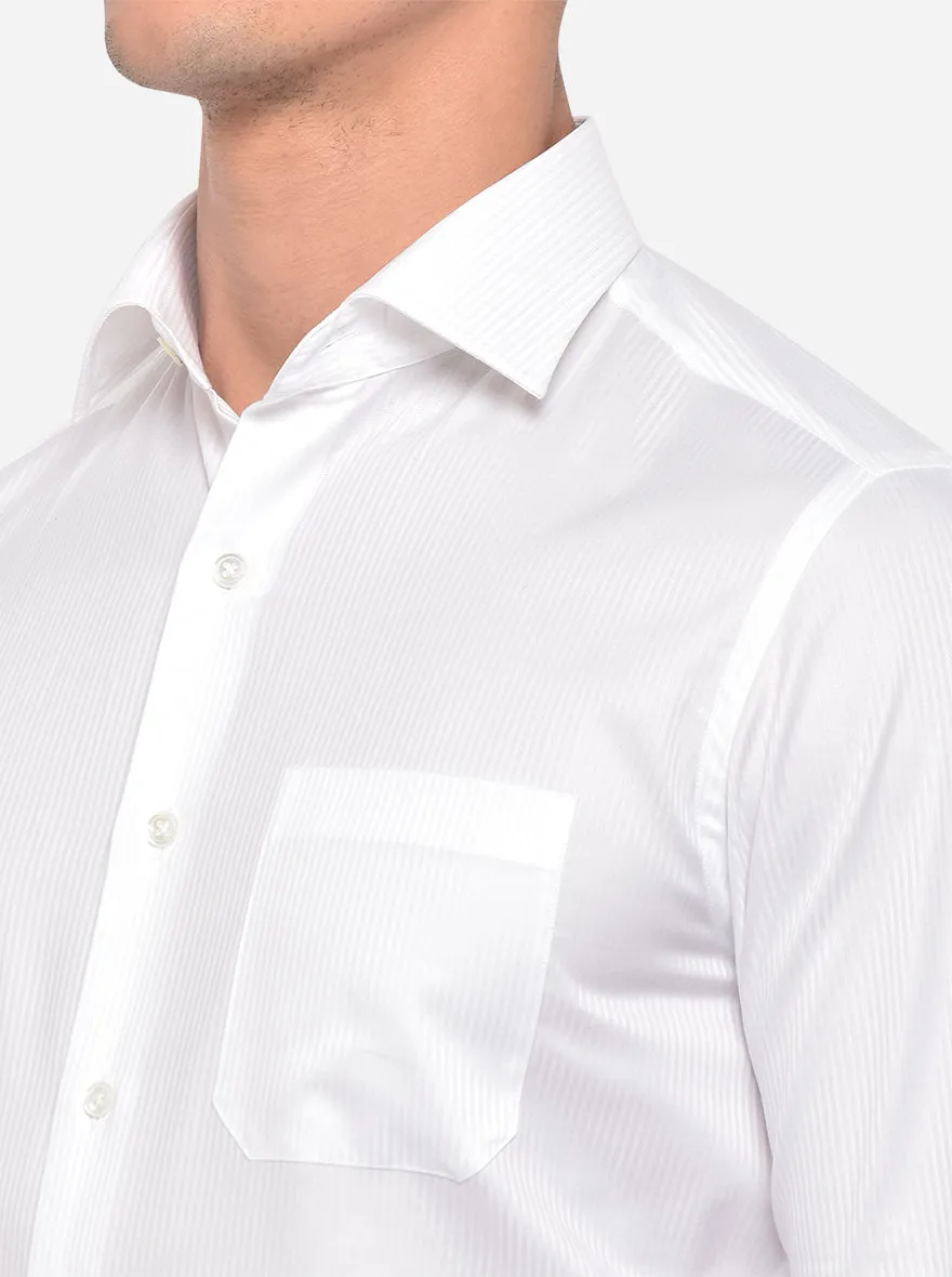 White Striped Slim Fit Formal Shirt | JadeBlue