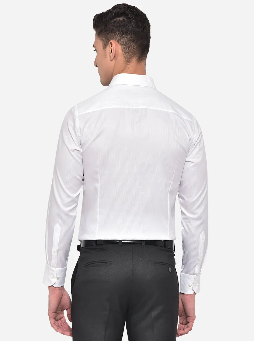 White Striped Slim Fit Formal Shirt | JadeBlue