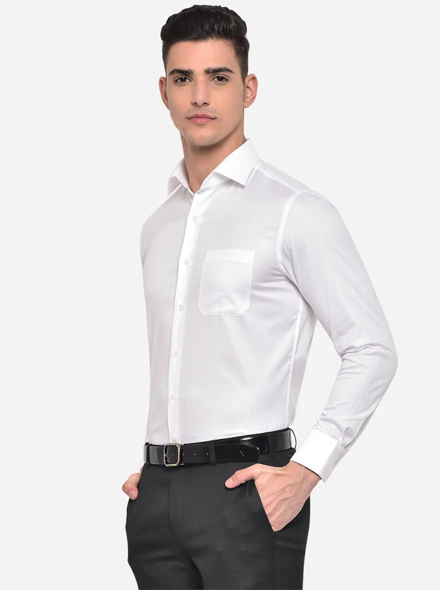 White Striped Slim Fit Formal Shirt | JadeBlue