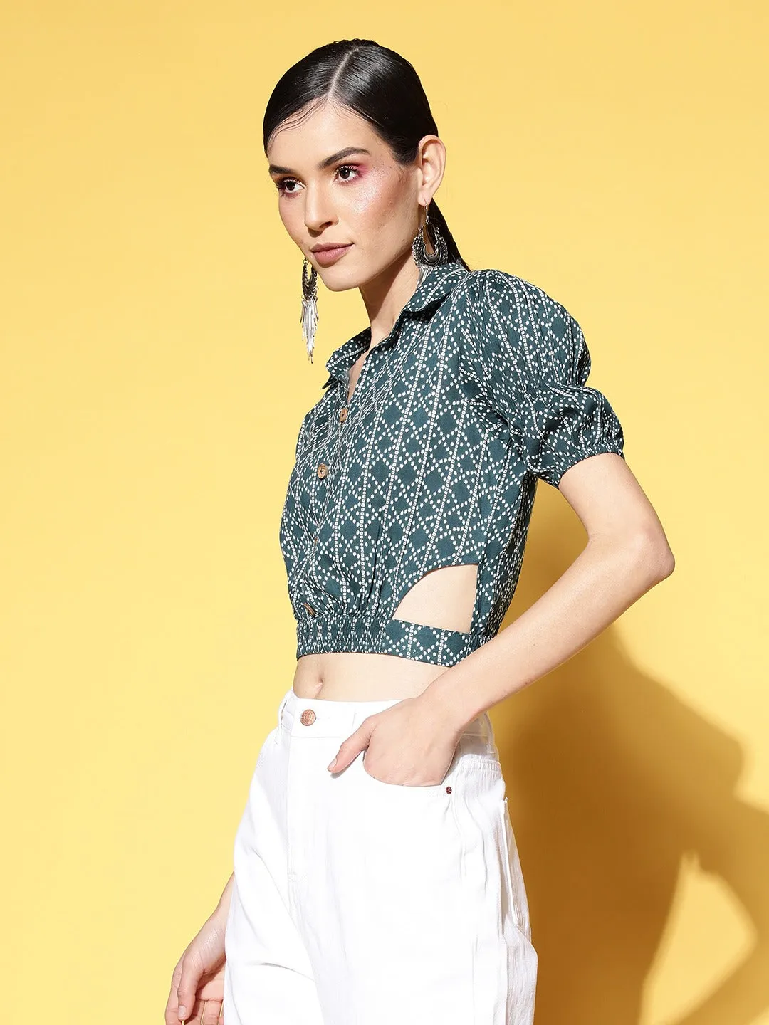 Women Teal Blue  Pure Cotton Top