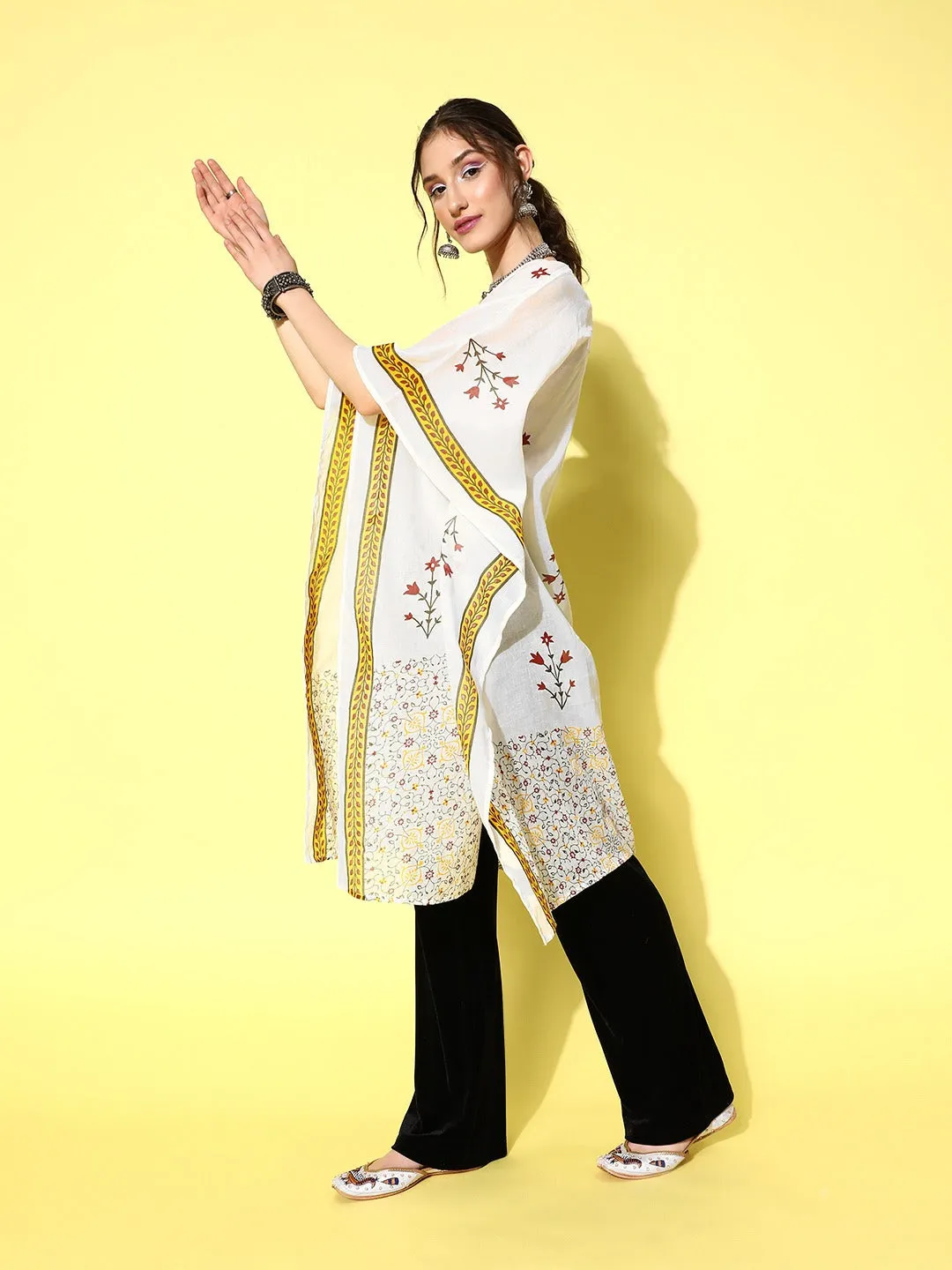 Women White Voile Kaftan