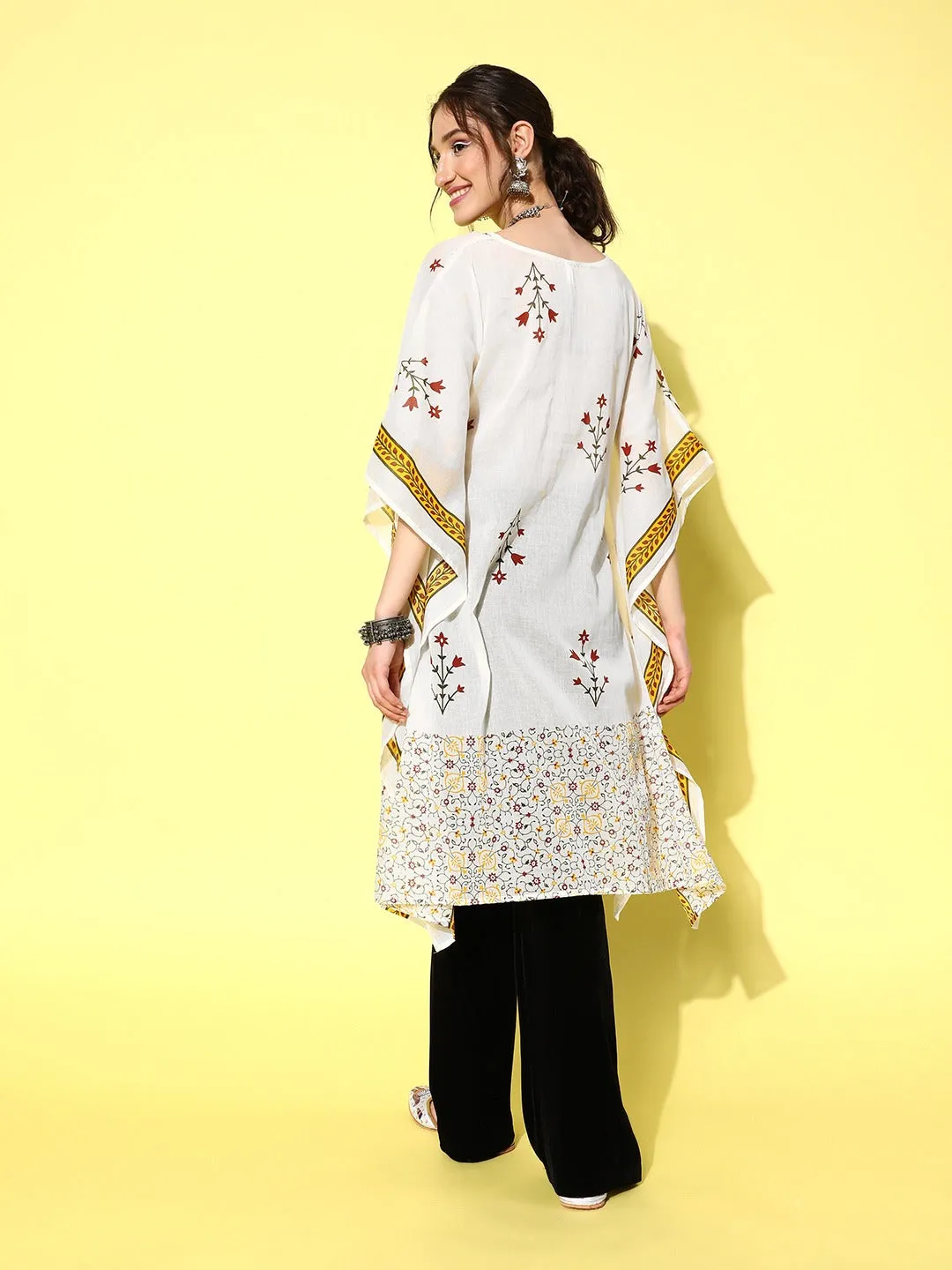 Women White Voile Kaftan