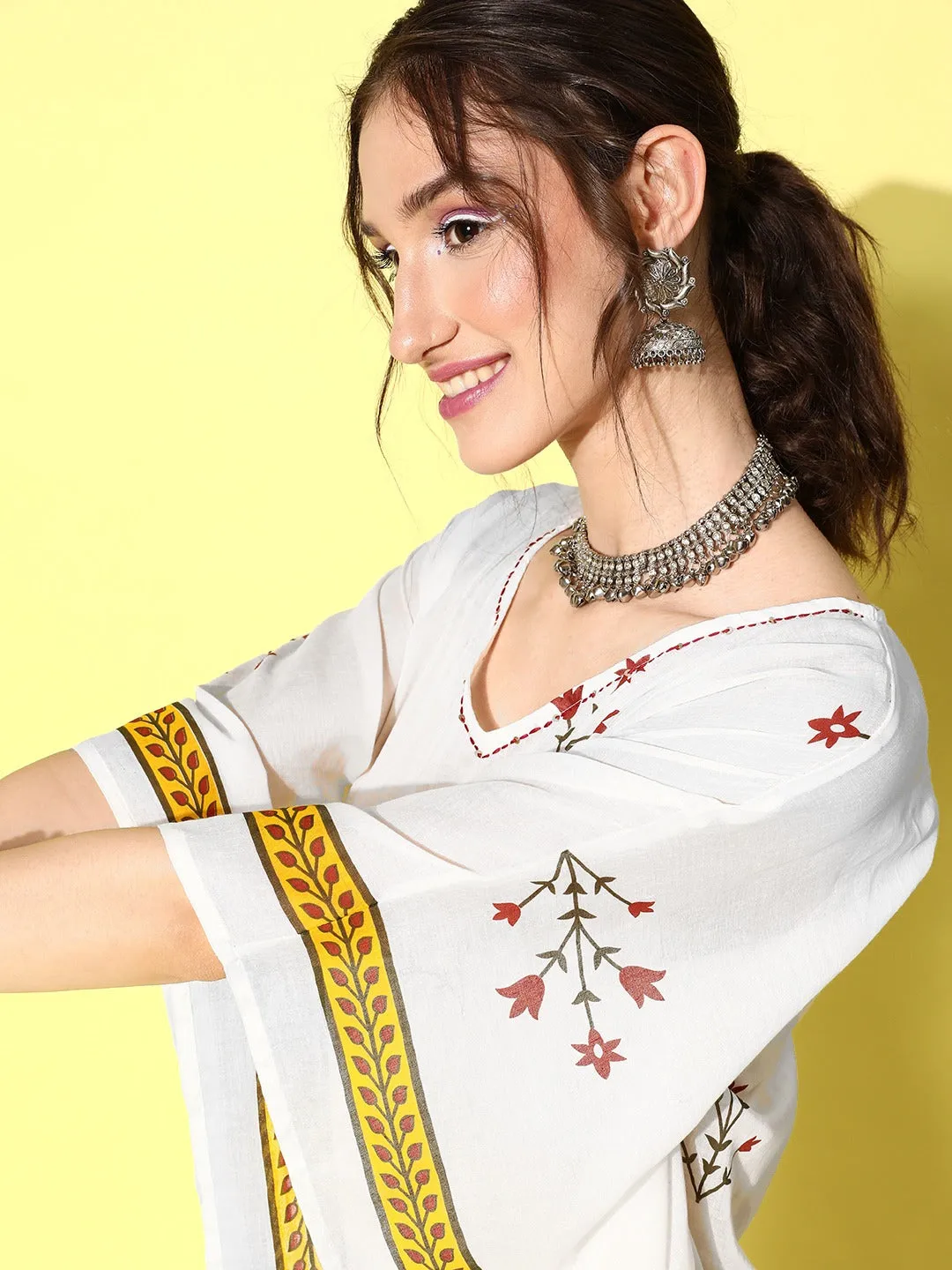 Women White Voile Kaftan