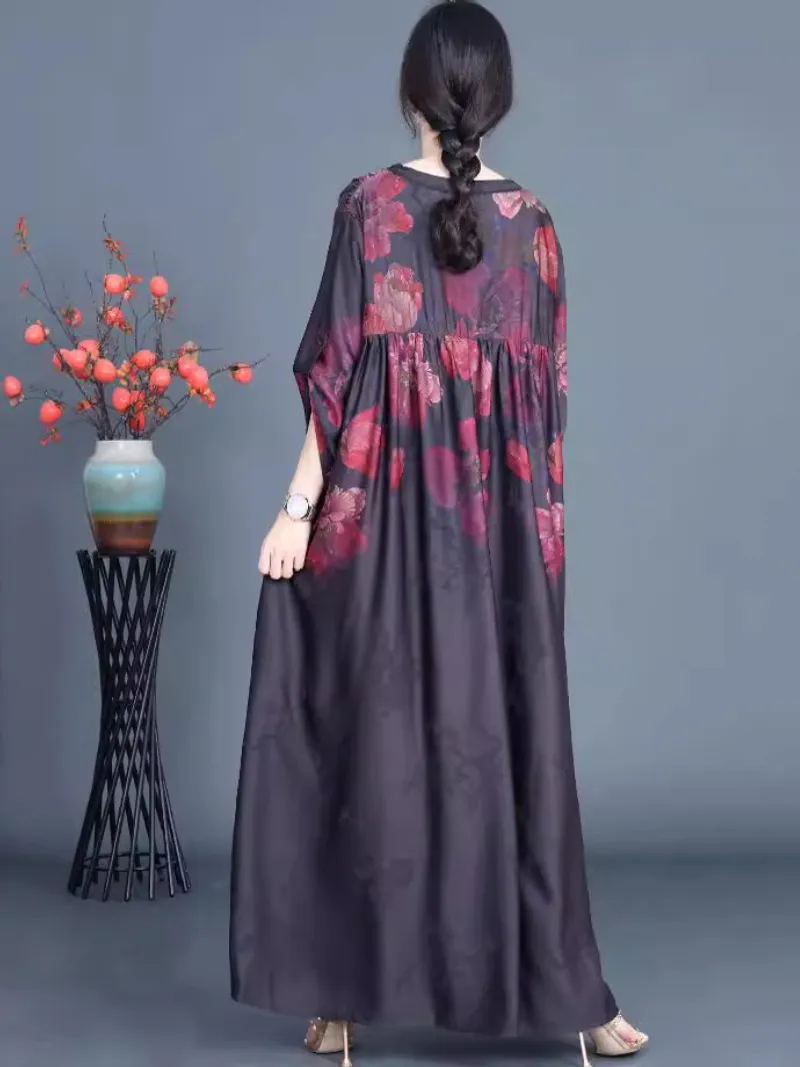 Women's Casual Mid-Length Printed V-Neck A-Line Dress