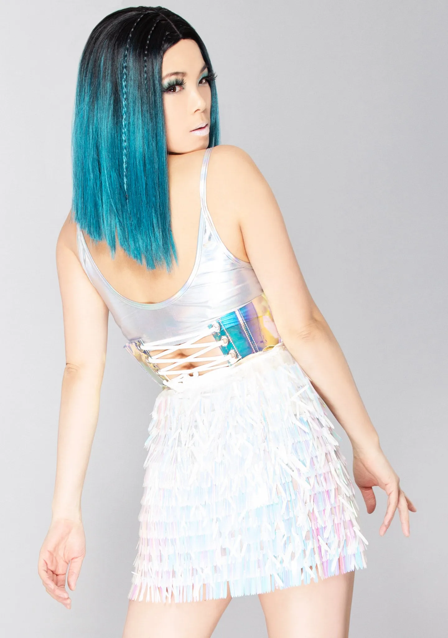 X LASR Exclusive Feisty Unicorn Blade Sequin Harness Short Gypsy Skirt