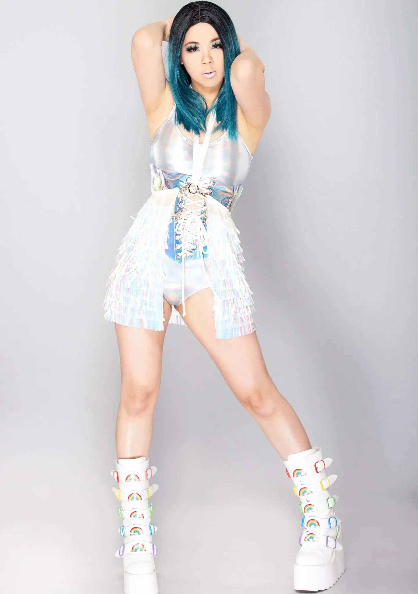X LASR Exclusive Feisty Unicorn Blade Sequin Harness Short Gypsy Skirt